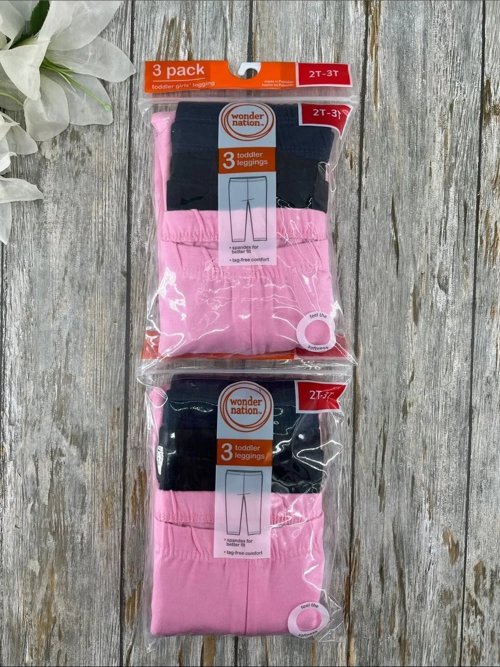 Toddler Girl's Full-Length Knit Leggings Pants 2, 3-Packs Size 2T-3T